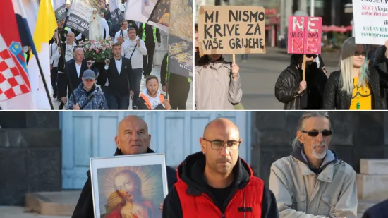 Mu&scaron;karci ponovno na koljenima diljem Hrvatske: U Zagrebu molitvu ometali prosvjednici
