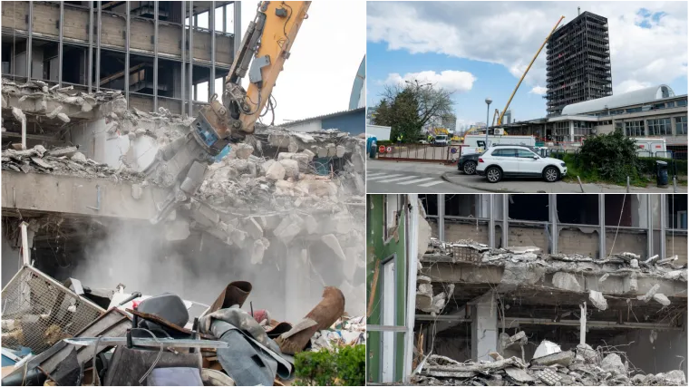 Bageri okupirali Vjesnik, radi se na sve strane: Pogledajte kako izgleda ru&scaron;enje kultnog nebodera