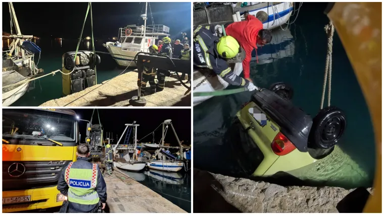 Vatrogasci na Krku 'upecali' Twinga: Pogledajte izvlačenje automobila iz mora